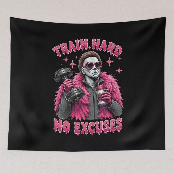Item preview, Train Hard No Excuses Pink Horror Gym Funny Halloween T-Shirt designed and sold by Digistore1221.