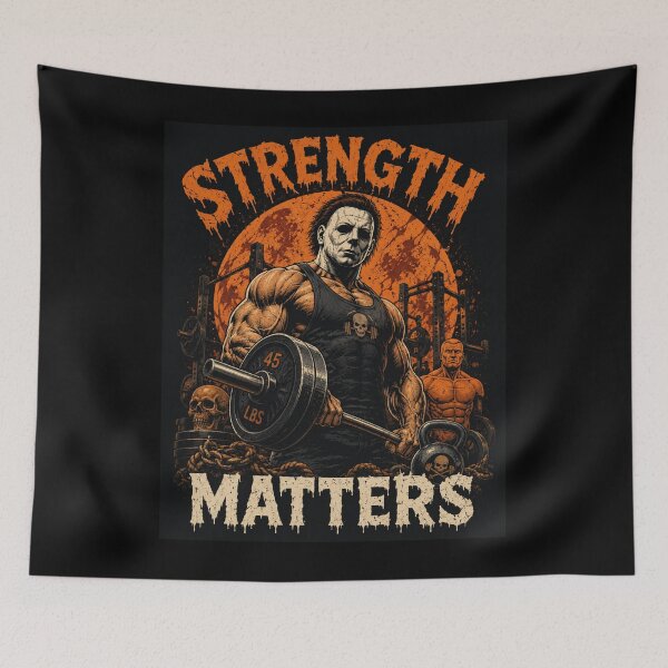 Item preview, Strength Matters Funny Horror Gym Michael Myers Halloween T-Shirt designed and sold by Digistore1221.
