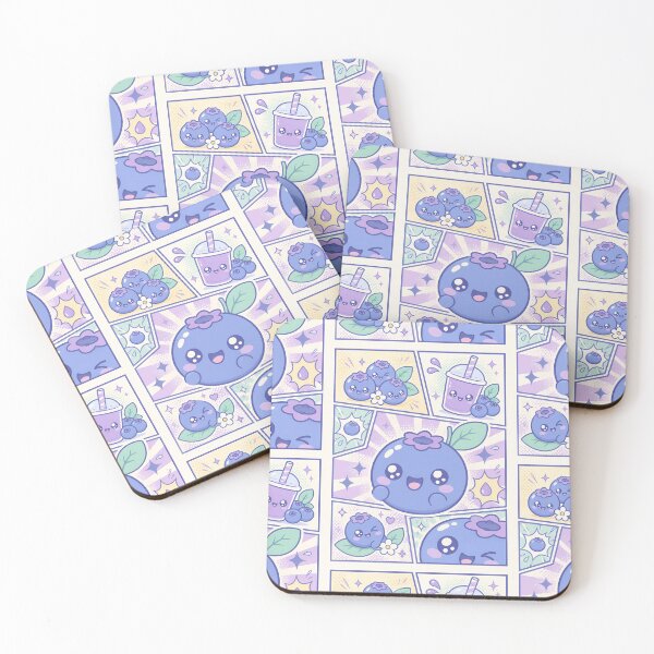 Item preview, Kawaii Blueberry Comic Pop Panels designed and sold by Gift Phrase Studio.