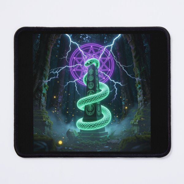 Item preview, Neon Mystic Snake - Glowing Sacred Geometry Fantasy Art T-Shirt designed and sold by DervoTeck2767.