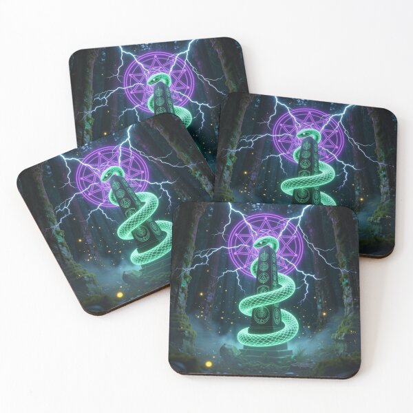Item preview, Neon Mystic Snake - Glowing Sacred Geometry Fantasy Art T-Shirt designed and sold by DervoTeck2767.