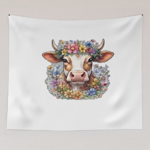 Item preview, Cow with Floral Crown designed and sold by DailyDoodlesBySumbul.