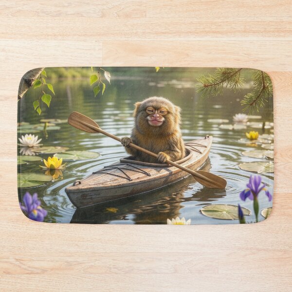 Item preview, Pygmy Marmoset Monkey Paddles a Minnesota Lake designed and sold by Tridentulus.