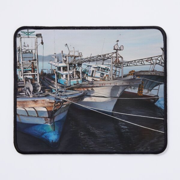 Item preview, Rustic Fishing Boats in the Harbor - Realistic Fine Art designed and sold by HaedamArt.