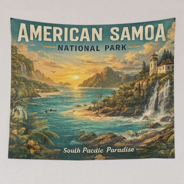 Item preview, American Samoa National Park Vintage Travel Poster | South Pacific Paradise Wall Art designed and sold by GnuArt.