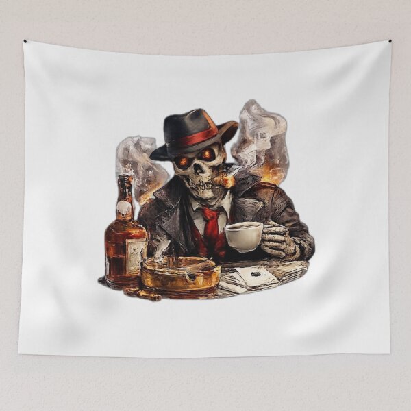 Item preview, Noir Style Skeleton Detective with Cigar" designed and sold by DailyDoodlesBySumbul.