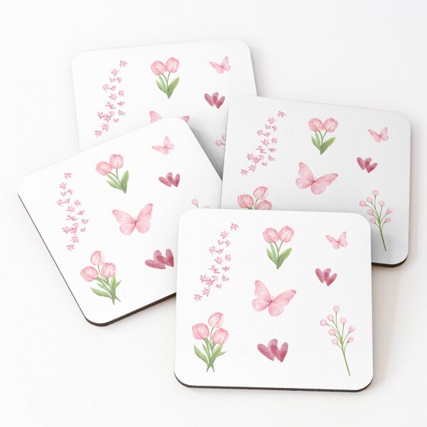 Item preview, Kawaii Cute Pink Flowers Set  designed and sold by madebyjulia7.