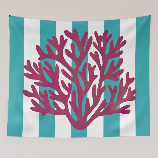 Item preview, Blue stripes coral designed and sold by Ana Gorozpe.