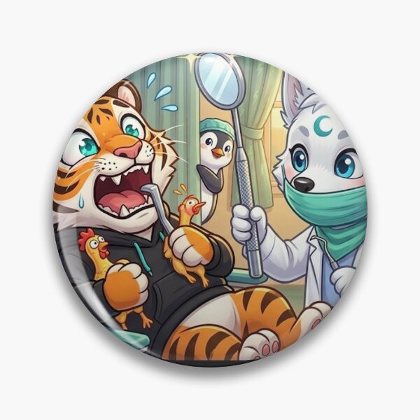 Item preview, Funny Dentist Fear Tiger Wolf Doctor Humor Gift Dental Anxiety Art NeoTigLuna designed and sold by NeoTigLuna.