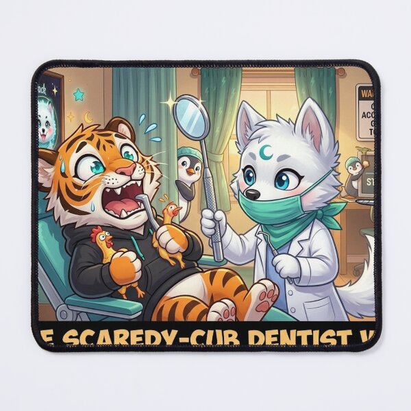 Item preview, Funny Dentist Fear Tiger Wolf Doctor Humor Gift Dental Anxiety Art NeoTigLuna designed and sold by NeoTigLuna.