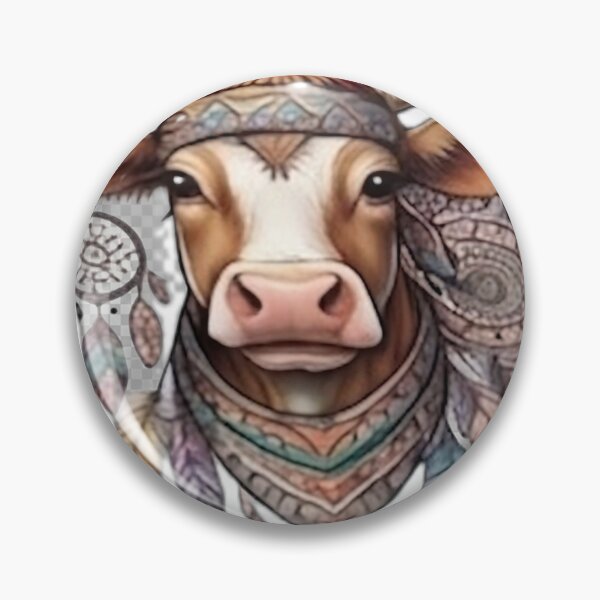 Item preview, Bohemian Cow with Dreamcatchers and Feathers designed and sold by DailyDoodlesBySumbul.