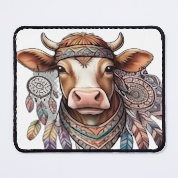 Item preview, Bohemian Cow with Dreamcatchers and Feathers designed and sold by DailyDoodlesBySumbul.