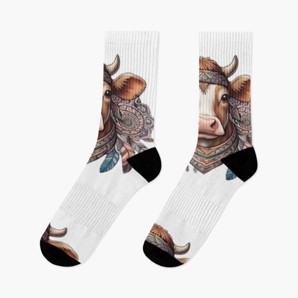 Item preview, Bohemian Cow with Dreamcatchers and Feathers designed and sold by DailyDoodlesBySumbul.