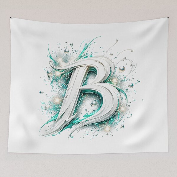Item preview, Aetherbrush Manga Glyphs The Mystic Silver Letter B designed and sold by BlissBlvdShop.