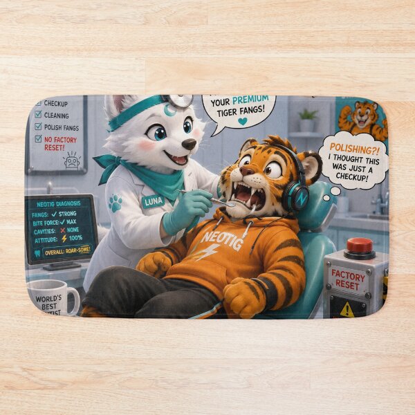 Item preview, Funny Dentist Tiger Wolf Checkup Humor Gift Dental Mug Coworker Art NeoTigLuna designed and sold by NeoTigLuna.