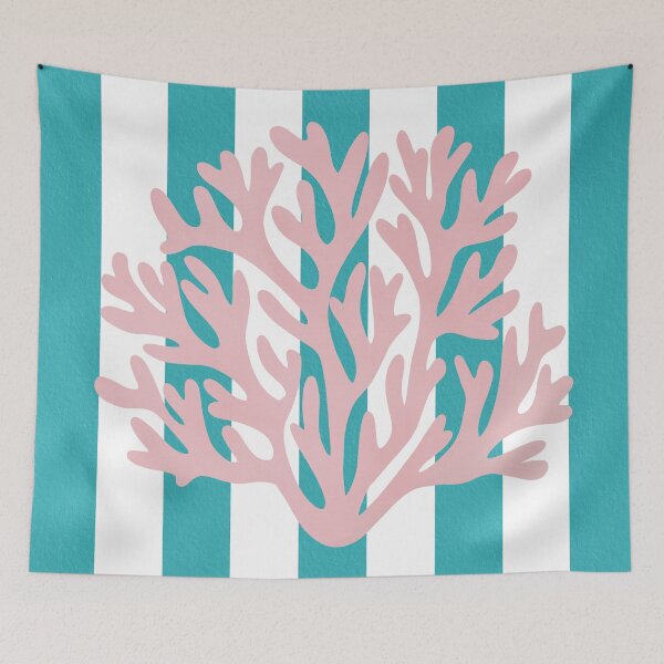 Item preview, Pink coral and blue stripes designed and sold by Ana Gorozpe.