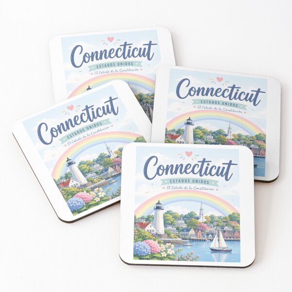 Item preview, Connecticut USA Travel Poster | Colorful Coastal Landscape Wall Art designed and sold by ElartedeNoel.