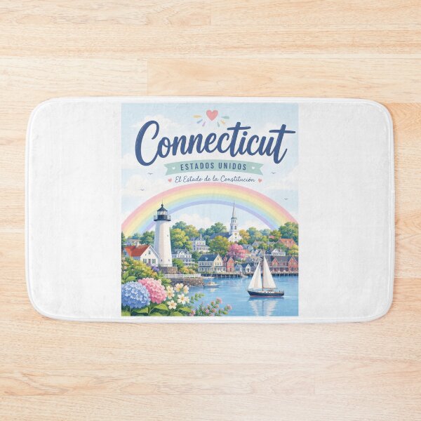 Item preview, Connecticut USA Travel Poster | Colorful Coastal Landscape Wall Art designed and sold by ElartedeNoel.