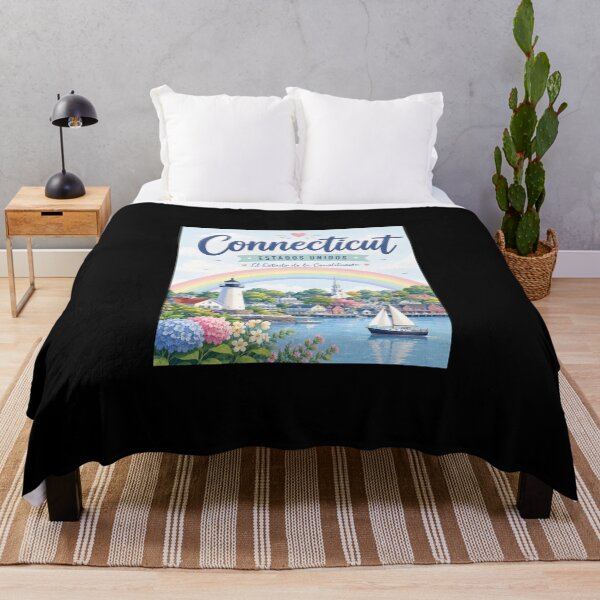 Item preview, Connecticut USA Travel Poster | Colorful Coastal Landscape Wall Art designed and sold by ElartedeNoel.
