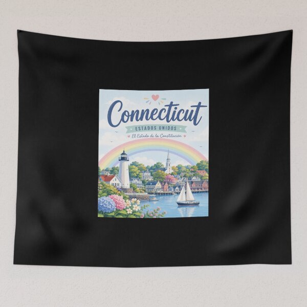 Item preview, Connecticut USA Travel Poster | Colorful Coastal Landscape Wall Art designed and sold by ElartedeNoel.