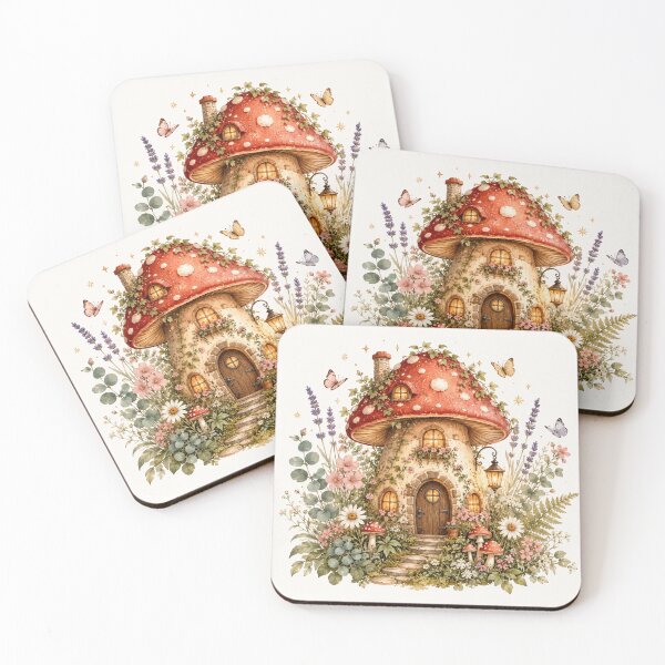 Item preview, Whimsical Mushroom Cottage Fairy Garden designed and sold by ImagineNInk.