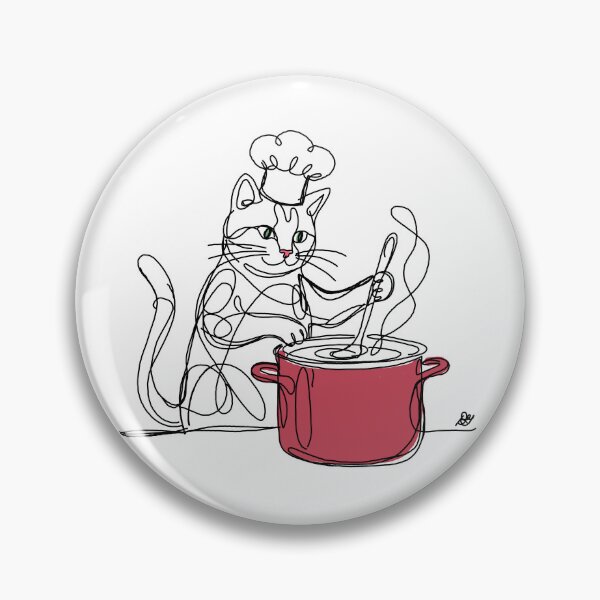 Item preview, Cat the Cook Kitchen Line Art designed and sold by Evil B Creative.