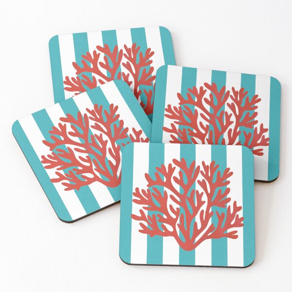 Item preview, Red coral and blue stripes designed and sold by Ana Gorozpe.