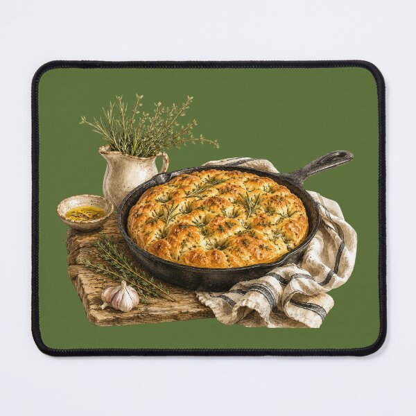 Item preview, Rustic Herb Focaccia Watercolor | Cottage Kitchen Baking Art | Rosemary Bread Illustration | Farmhouse Food Decor designed and sold by MagicMakerPh.