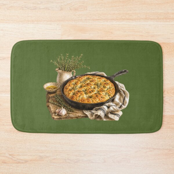 Item preview, Rustic Herb Focaccia Watercolor | Cottage Kitchen Baking Art | Rosemary Bread Illustration | Farmhouse Food Decor designed and sold by MagicMakerPh.