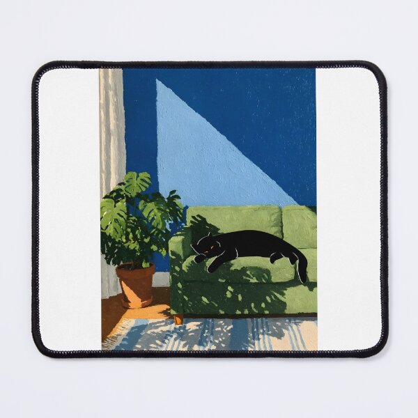 Item preview, Cat Napping on a Green Couch Sunbeam designed and sold by PurrfectHome.