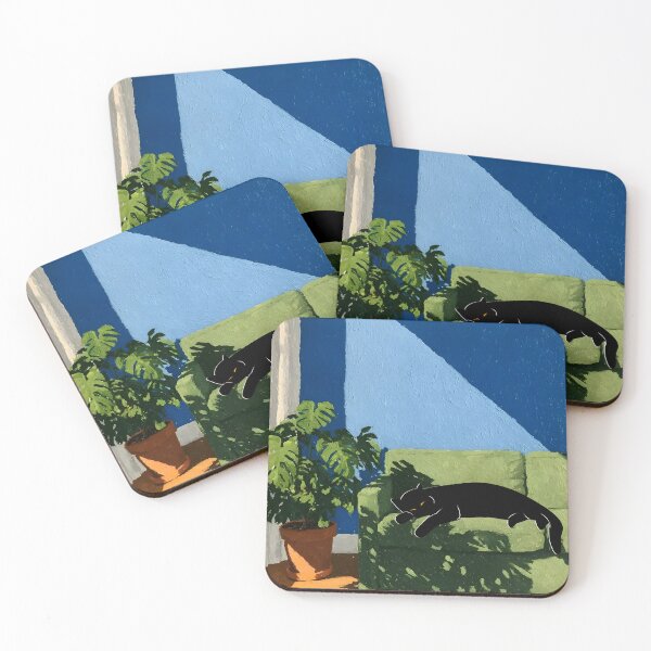 Item preview, Cat Napping on a Green Couch Sunbeam designed and sold by PurrfectHome.