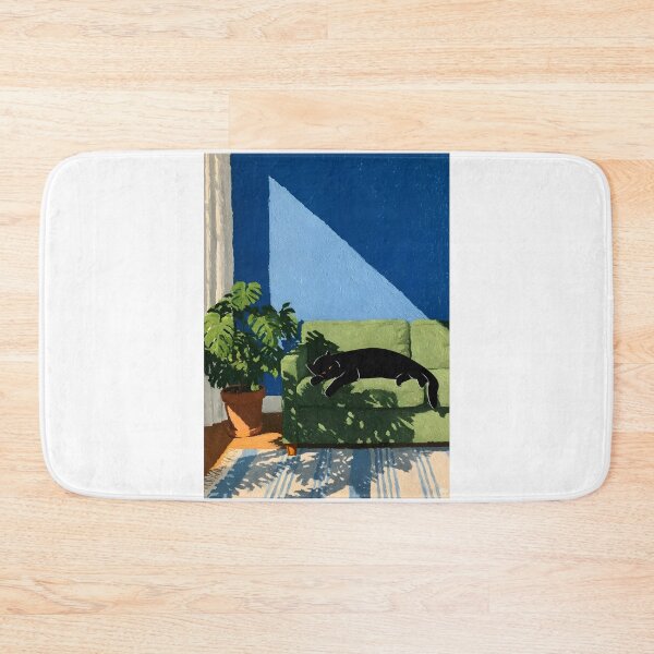 Item preview, Cat Napping on a Green Couch Sunbeam designed and sold by PurrfectHome.