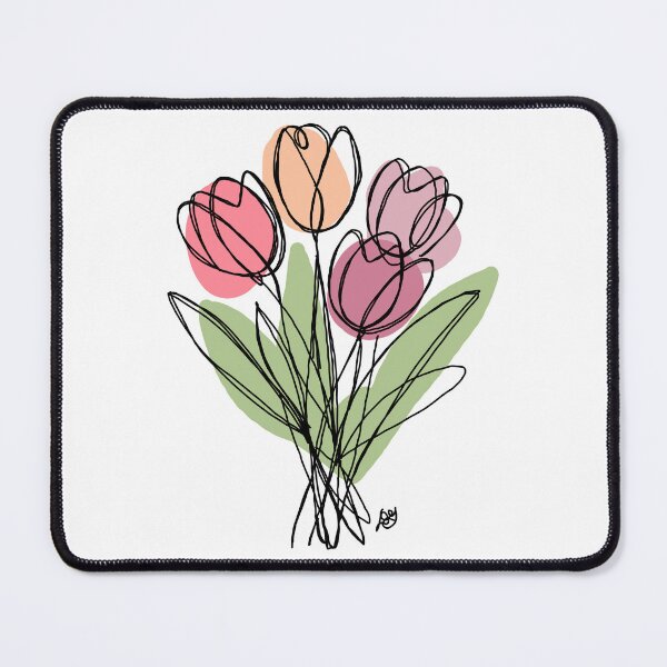 Item preview, Tulips Spring Flowers Line Art Print designed and sold by Evil B Creative.