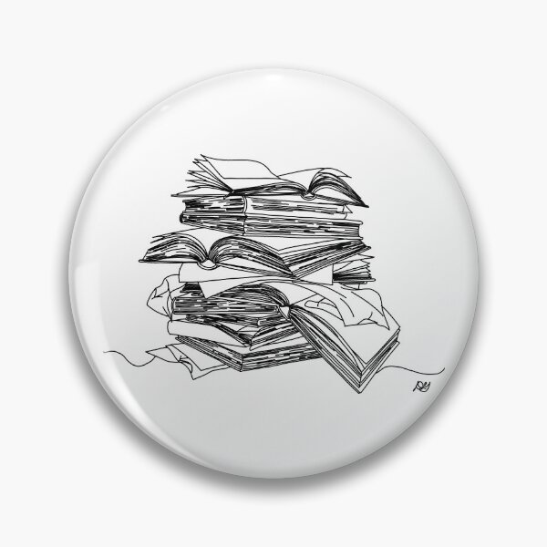 Item preview, Books Stack Reading Line Art Print designed and sold by Evil B Creative.