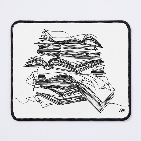 Item preview, Books Stack Reading Line Art Print designed and sold by Evil B Creative.