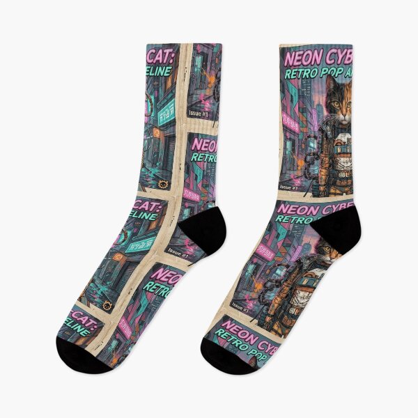 Item preview, Neon Cyber-Cat: Retro Pop Art Feline designed and sold by HotChoiceDesign.