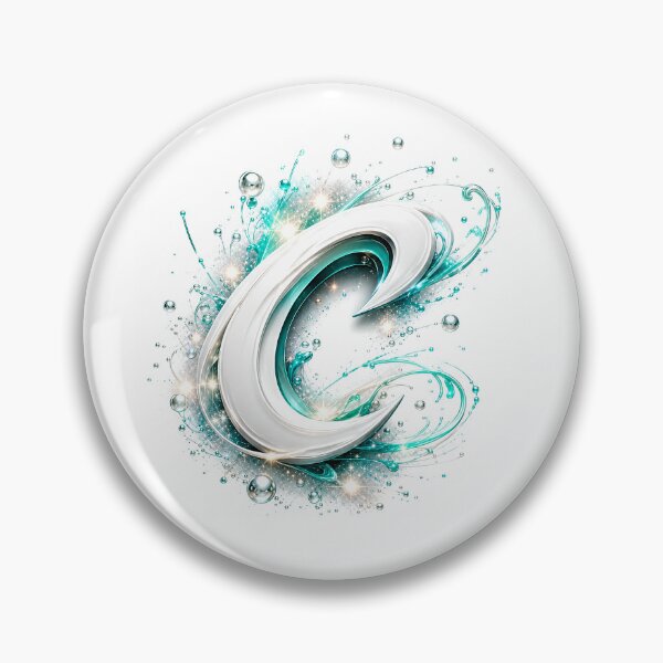 Item preview, Aetherbrush Manga Glyphs The Mystic Silver Letter C designed and sold by BlissBlvdShop.