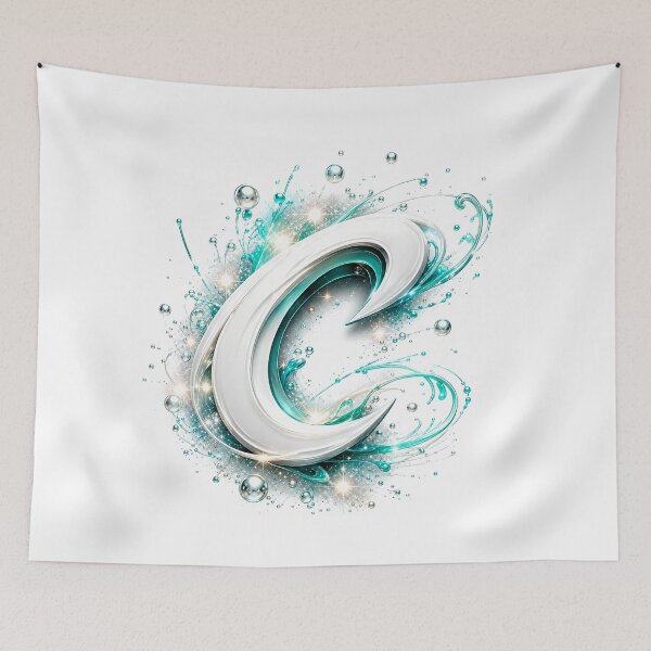 Item preview, Aetherbrush Manga Glyphs The Mystic Silver Letter C designed and sold by BlissBlvdShop.