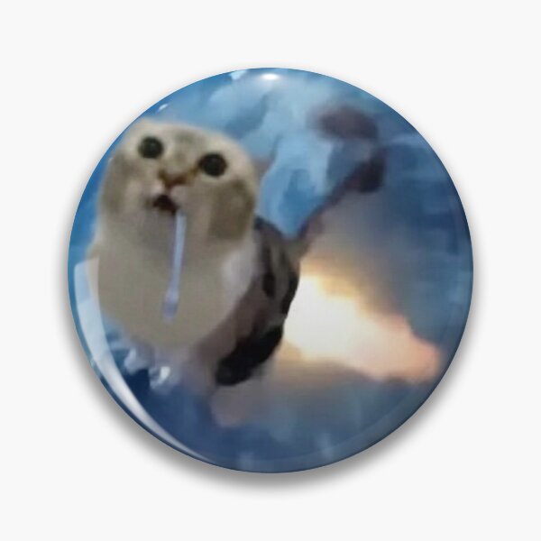 Item preview, Drooling Cat Flying to Space Astronaut Meme Sticker designed and sold by UtopiaDripPR.