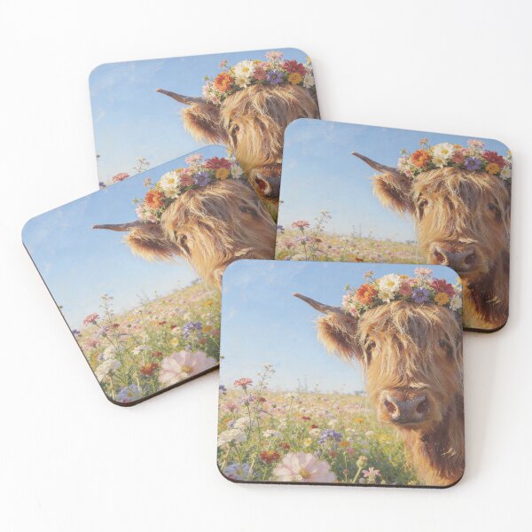 Item preview, Scottish Highland Cow Flower Paddock designed and sold by HappyHighlands.