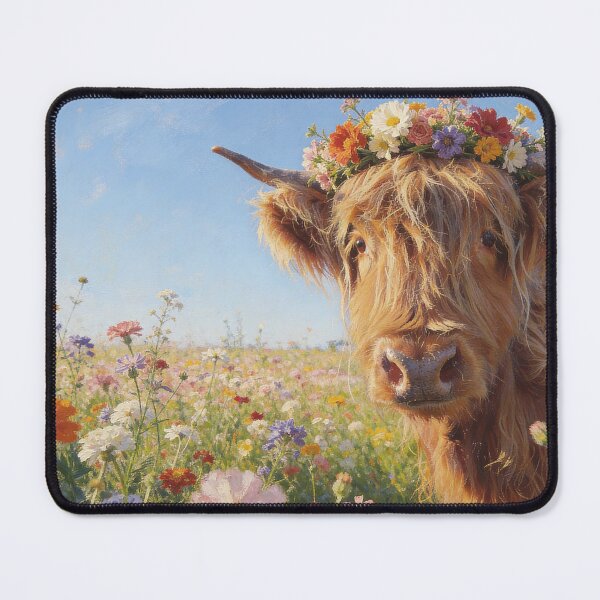 Item preview, Scottish Highland Cow Flower Paddock designed and sold by HappyHighlands.