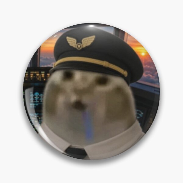 Item preview, Drooling Cat Airplane Captain Pilot Meme Sticker designed and sold by UtopiaDripPR.
