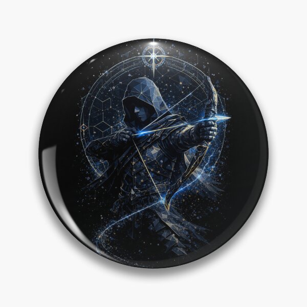 Item preview, Celestial Shadow Archer | Dark Fantasy Hooded Warrior Geometric Art designed and sold by Inner Flame Studio.