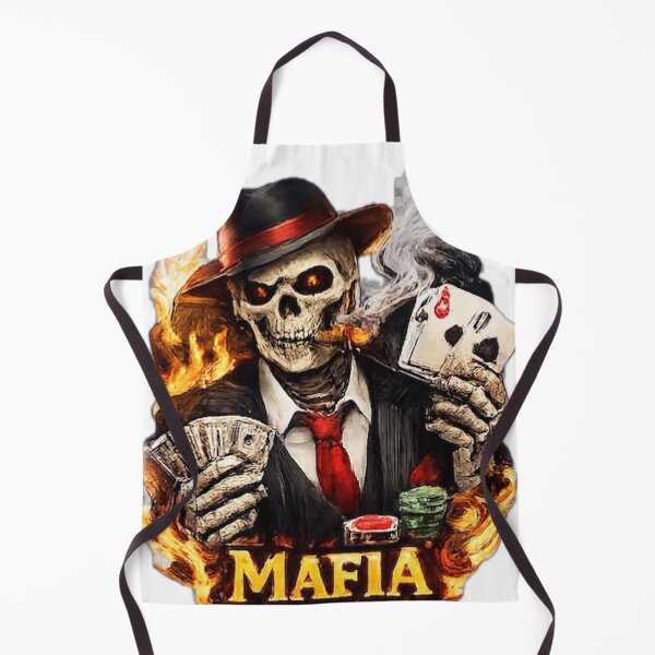 Item preview, Badass Mafia Skeleton with Playing Cards and Fire" designed and sold by DailyDoodlesBySumbul.