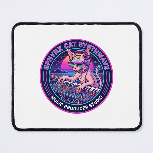 Item preview, Sphynx Cat Synthwave Music Producer Synthesizer Keyboard designed and sold by PictoVibe.