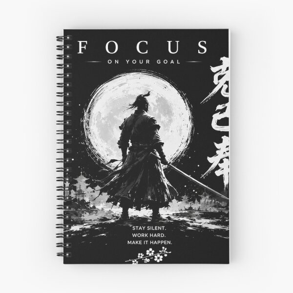 Item preview, Focus on Your Goal Samurai Moon Japanese Ink Art | Stay Silent Work Hard Motivational Design designed and sold by NBT-NOVA.