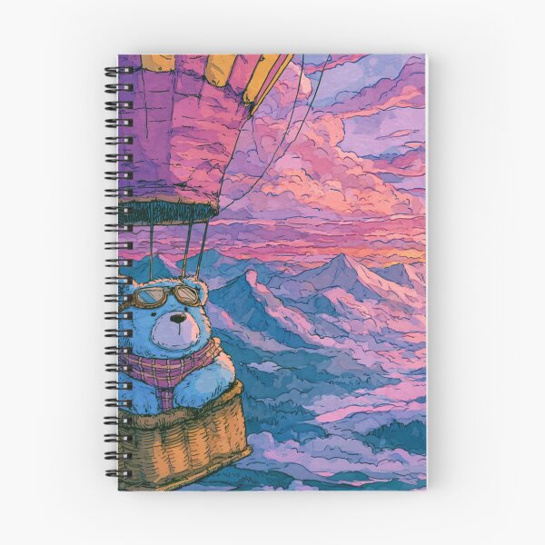 Item preview, Adventure Bear Hot Air Balloon Sunset Mountain Art designed and sold by UhuCriei .