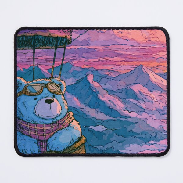 Item preview, Adventure Bear Hot Air Balloon Sunset Mountain Art designed and sold by UhuCriei .