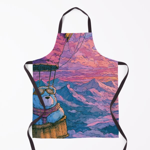 Item preview, Adventure Bear Hot Air Balloon Sunset Mountain Art designed and sold by UhuCriei .