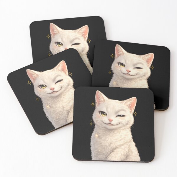 Item preview, Cute Winking White Cat | Funny Cat Lover Gift | Kawaii Kitty designed and sold by flowerpower999.